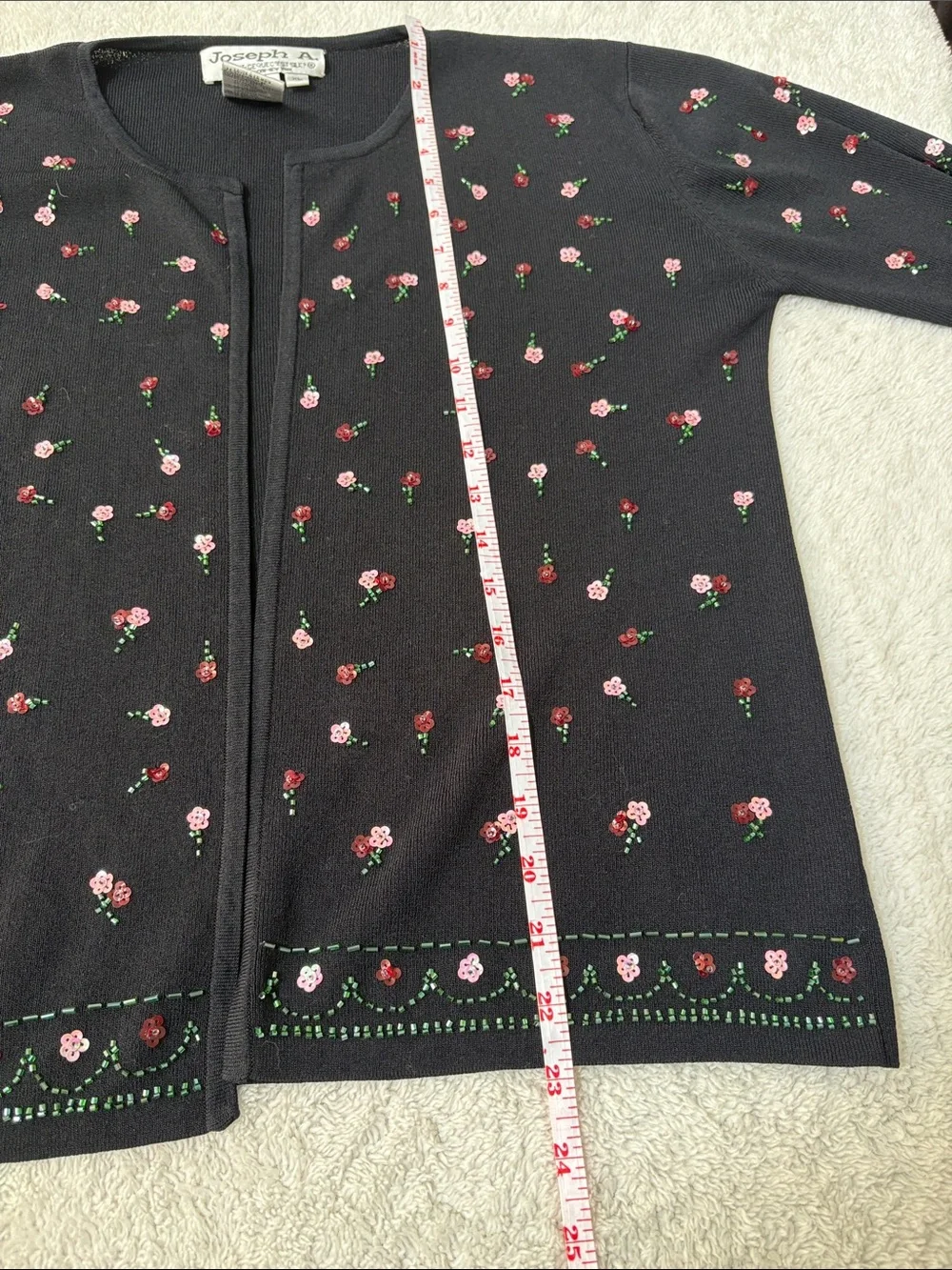 Joseph Black Cardigan with Pink and Red Floral Embroidery - Picture 9 of 10